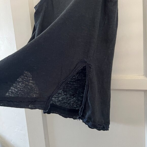 Free People Women's Love Language Solid Tank black linen slit hem henley XS - Picture 10 of 11